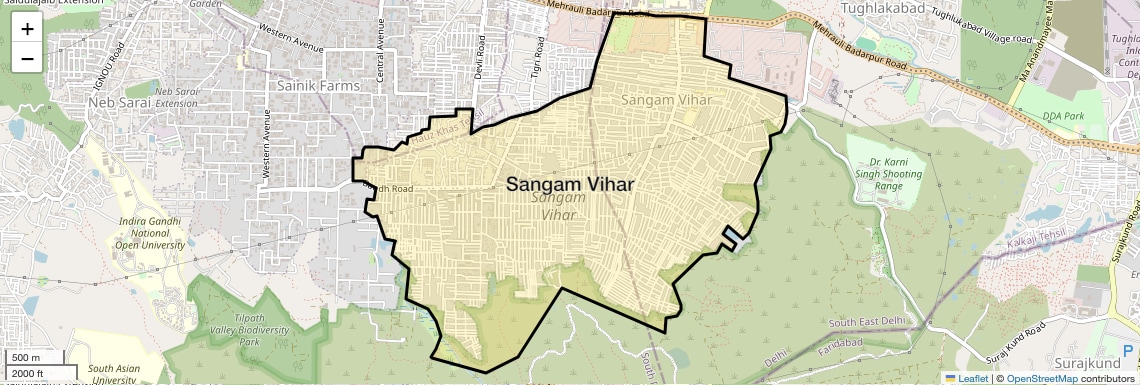 Location Map of Sangam Vihar, Delhi