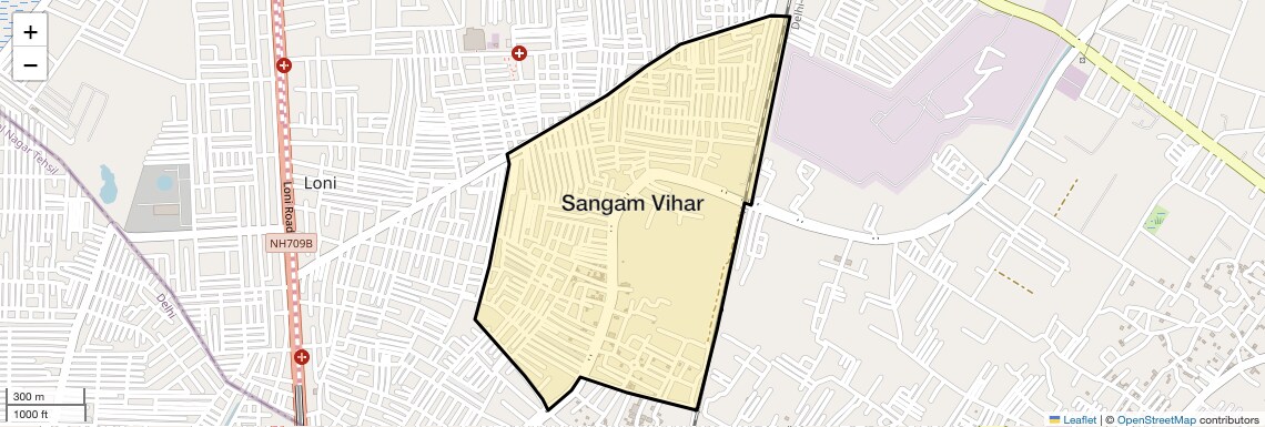 Location Map of Sangam Vihar, Ghaziabad