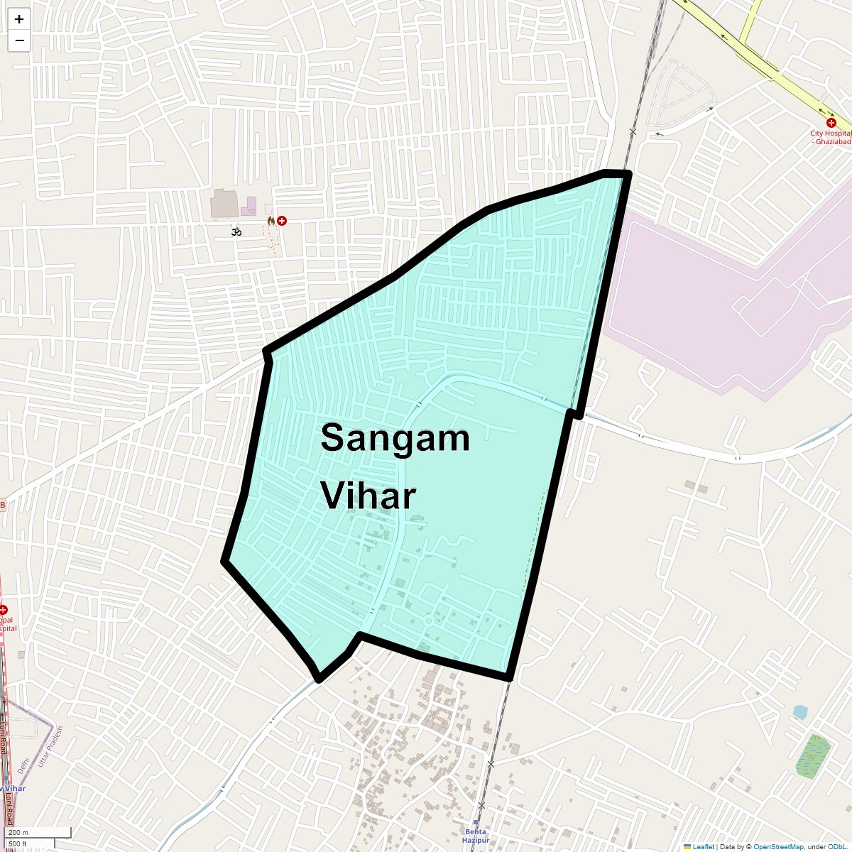 Location Map of Sangam Vihar, Ghaziabad
