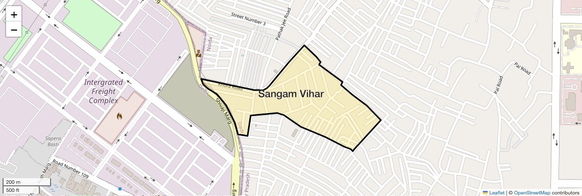 Location Map of Sangam Vihar, Noida