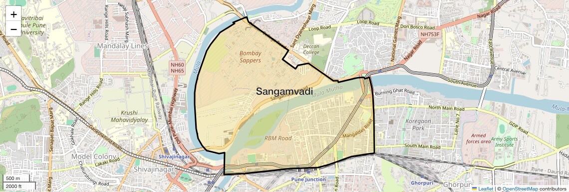 Location Map of Sangamvadi, Pune