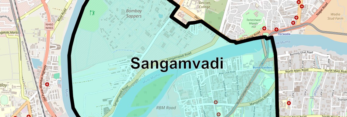 Location Map of Sangamvadi, Pune