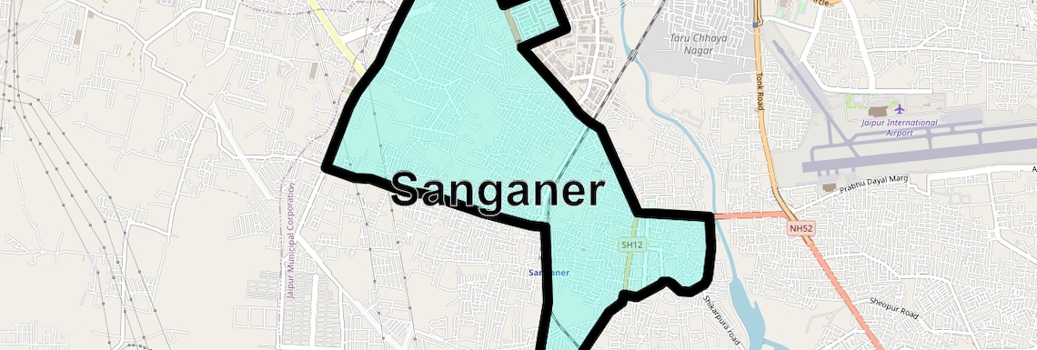 Location Map of Sanganer, Jaipur