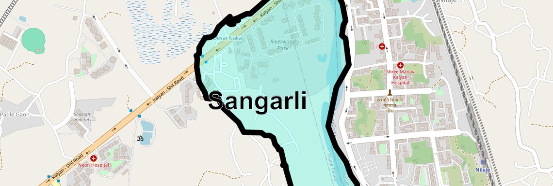 Location Map of Sangarli, Thane