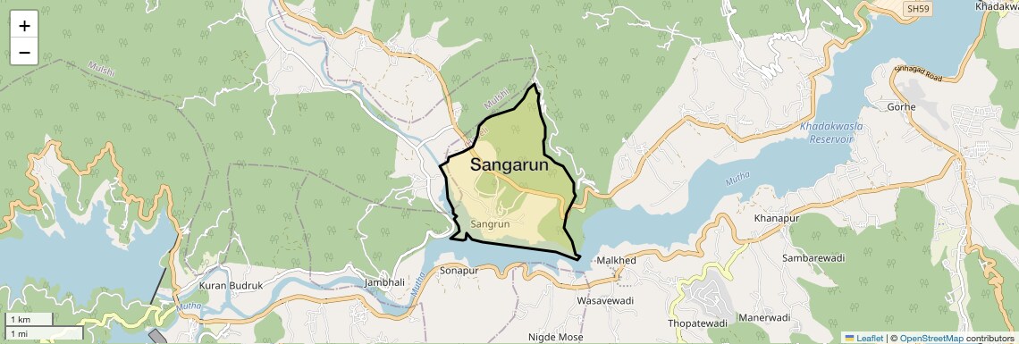 Location Map of Sangarun, Pune