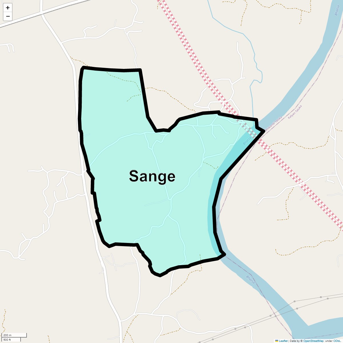 Location Map of Sange, Thane