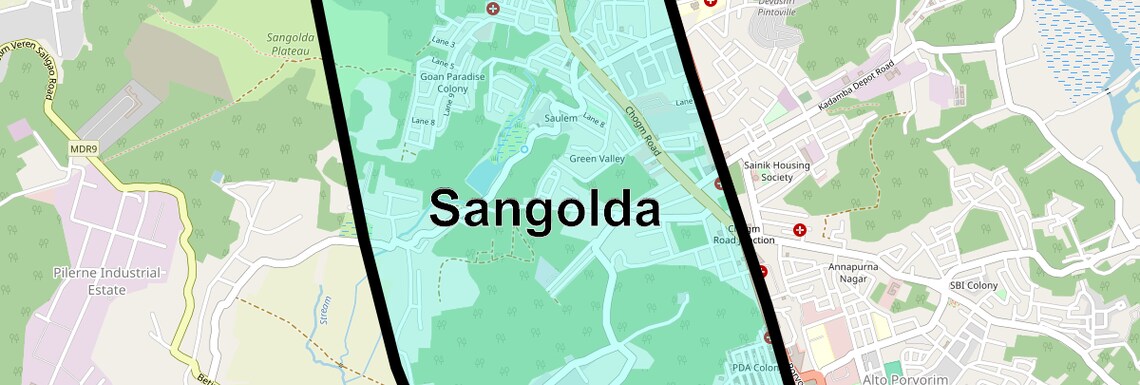 Location Map of Sangolda, Goa