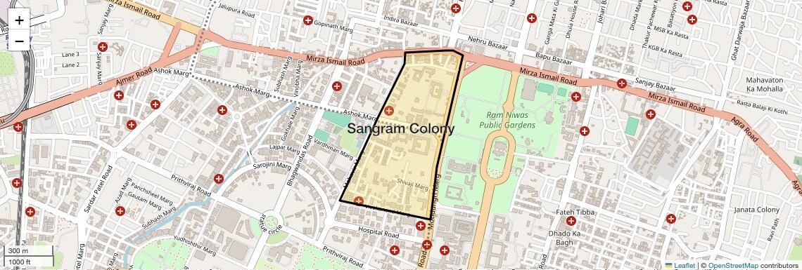 Location Map of Sangram Colony, Jaipur