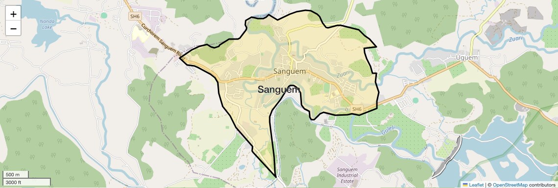 Location Map of Sanguem, Goa