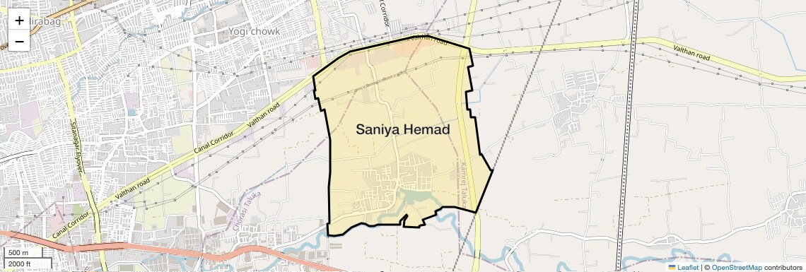 Location Map of Saniya Hemad, Surat
