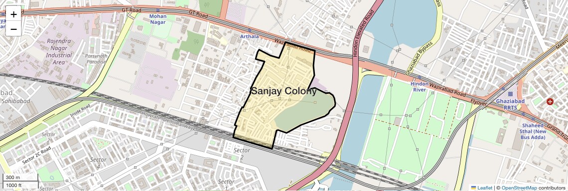 Location Map of Sanjay Colony, Ghaziabad