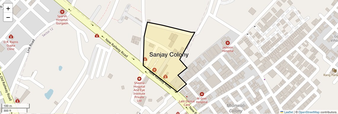 Location Map of Sanjay Colony, Gurgaon