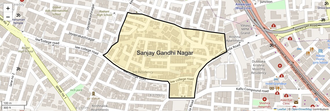 Location Map of Sanjay Gandhi Nagar, Hyderabad