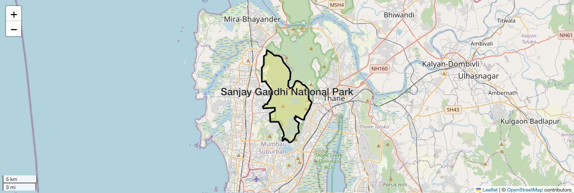 Location Map of Sanjay Gandhi National Park, Mumbai