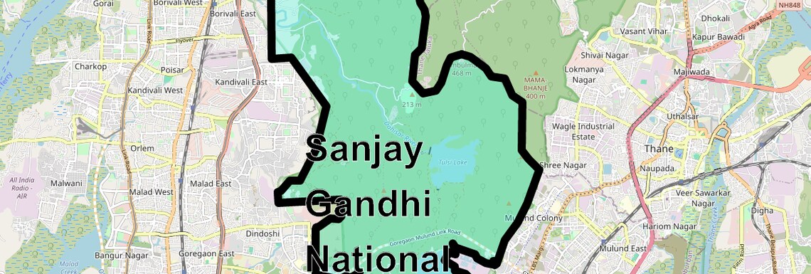 Location Map of Sanjay Gandhi National Park, Mumbai