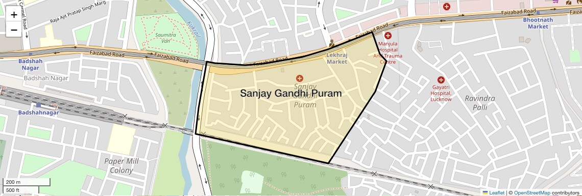 Location Map of Sanjay Gandhi Puram, Lucknow