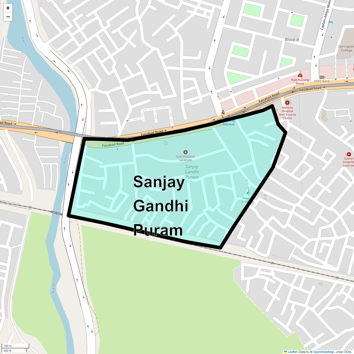 Location Map of Sanjay Gandhi Puram, Lucknow