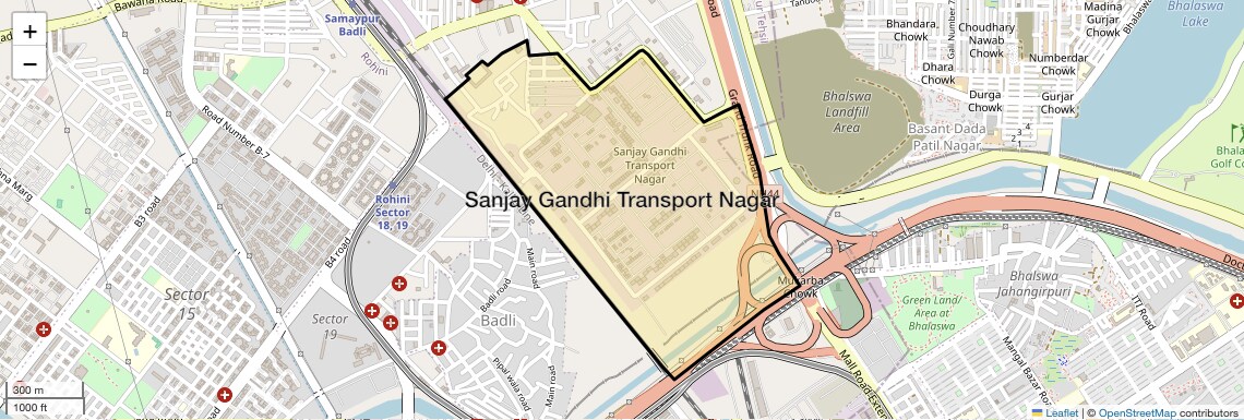 Location Map of Sanjay Gandhi Transport Nagar, Delhi