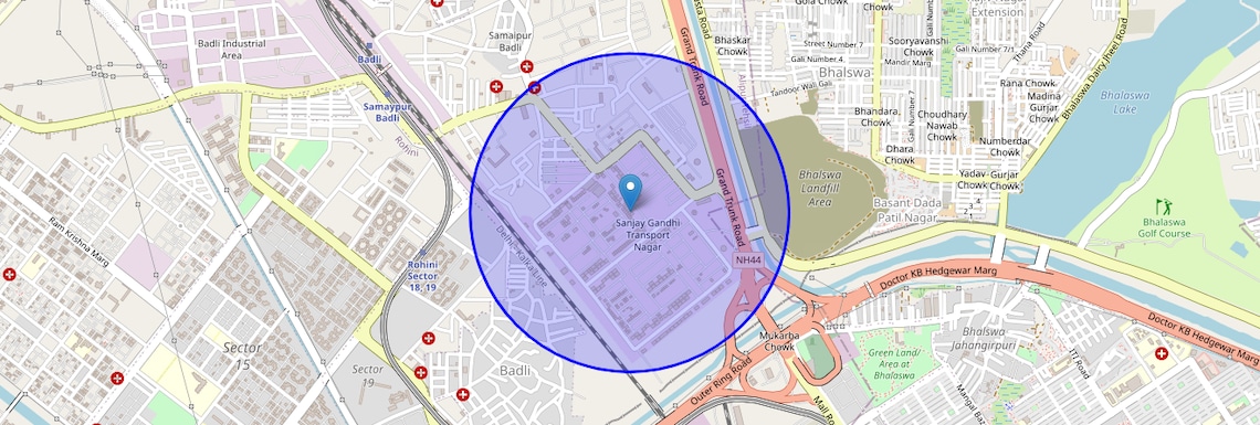 Location Map of Sanjay Gandhi Transport Nagar, Delhi