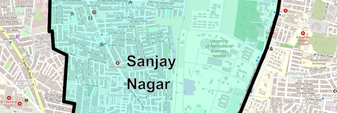Location Map of Sanjay Nagar, Bangalore