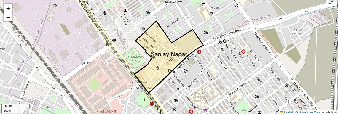 Location Map of Sanjay Nagar, Delhi