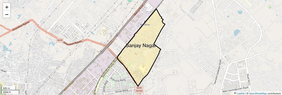 Location Map of Sanjay Nagar, Ghaziabad
