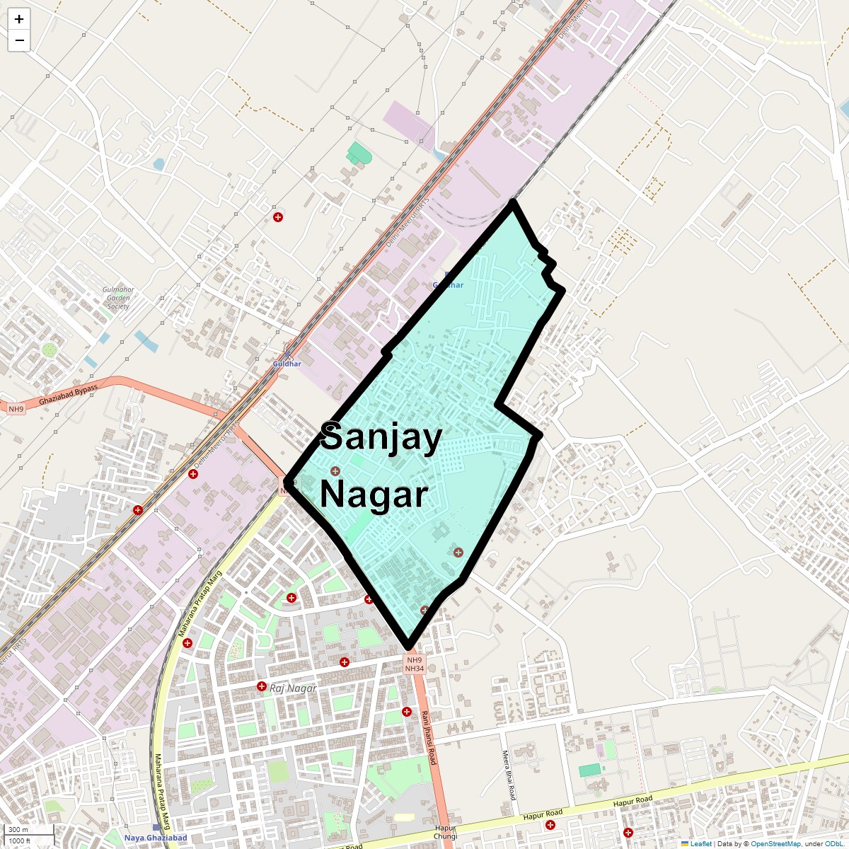 Location Map of Sanjay Nagar, Ghaziabad