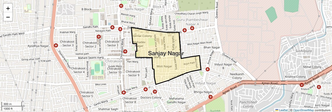 Location Map of Sanjay Nagar, Jaipur