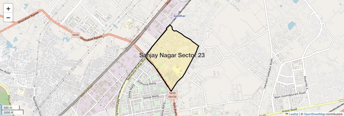 Location Map of Sanjay Nagar Sector 23, Ghaziabad