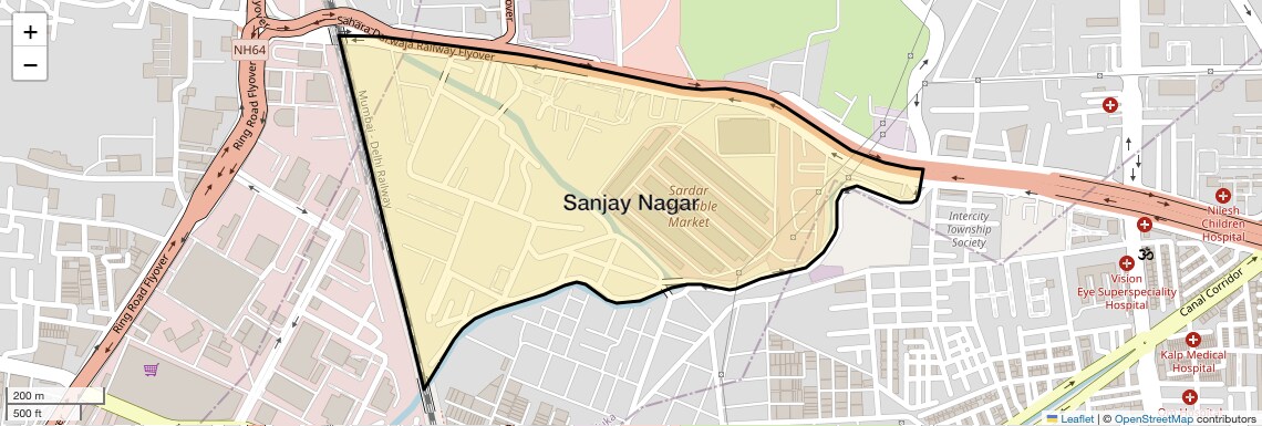 Location Map of Sanjay Nagar, Surat
