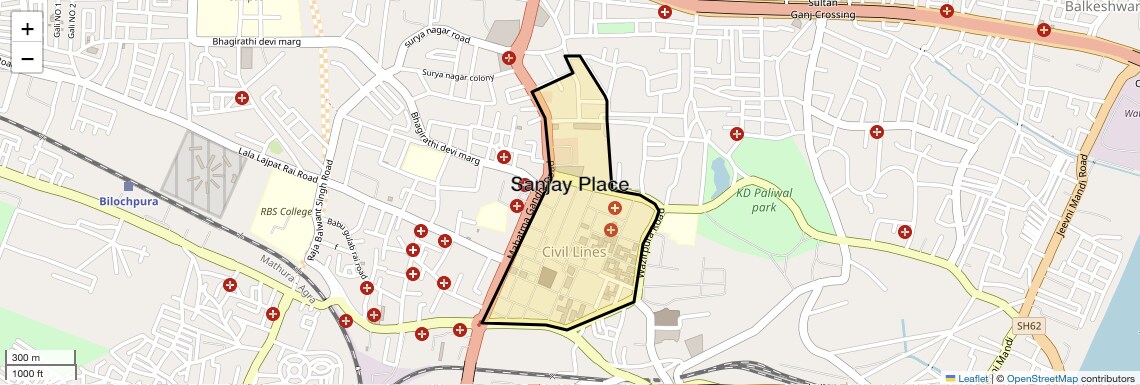 Location Map of Sanjay Place, Agra