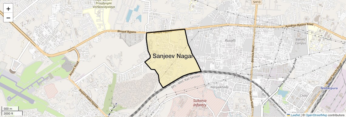 Location Map of Sanjeev Nagar, Bhopal