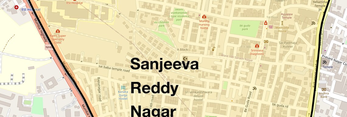 Location Map of Sanjeeva Reddy Nagar, Hyderabad