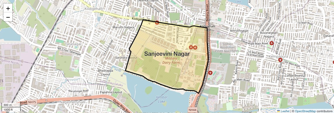 Location Map of Sanjeevini Nagar, Bangalore