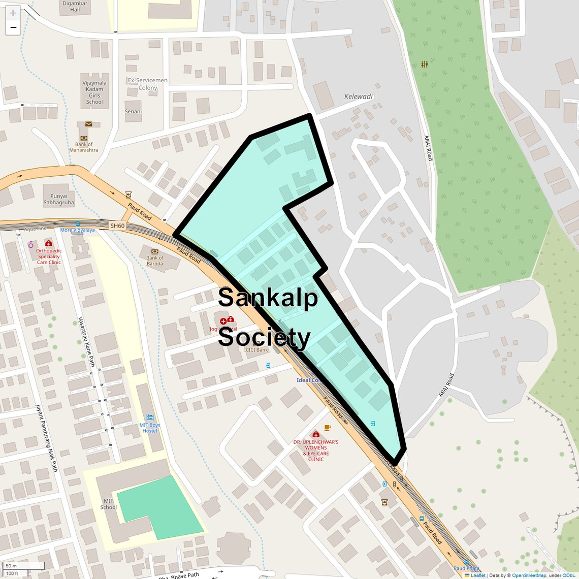 Location Map of Sankalp Society, Pune