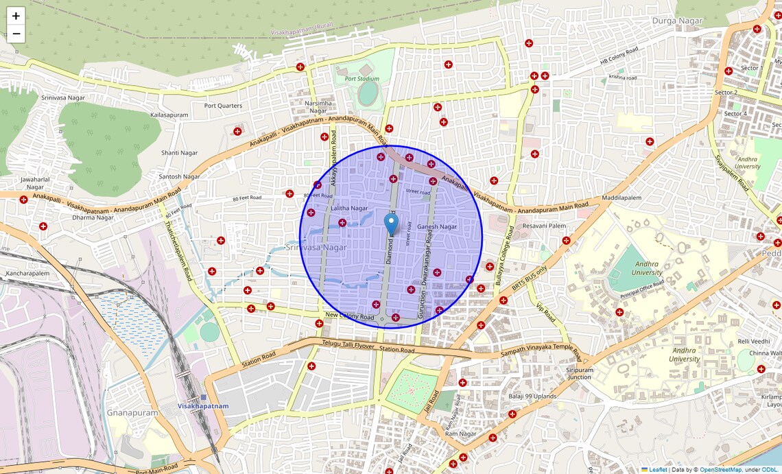 Location Map of Sankaramatam Road, Vizag