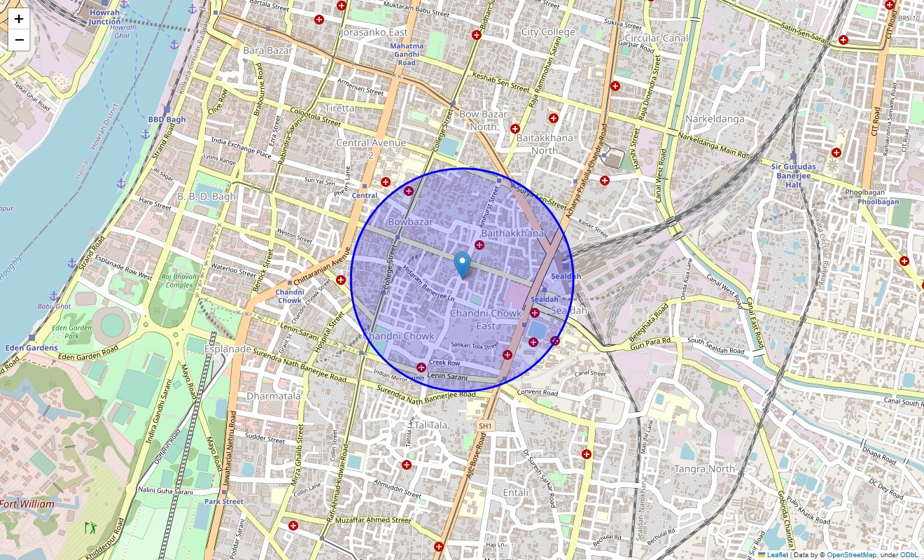 Location Map of Sankaritola, Kolkata