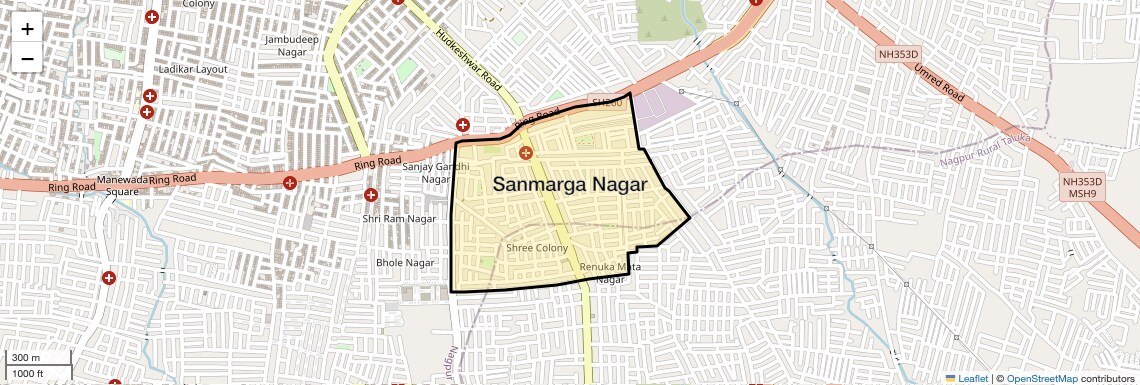 Location Map of Sanmarga Nagar, Nagpur