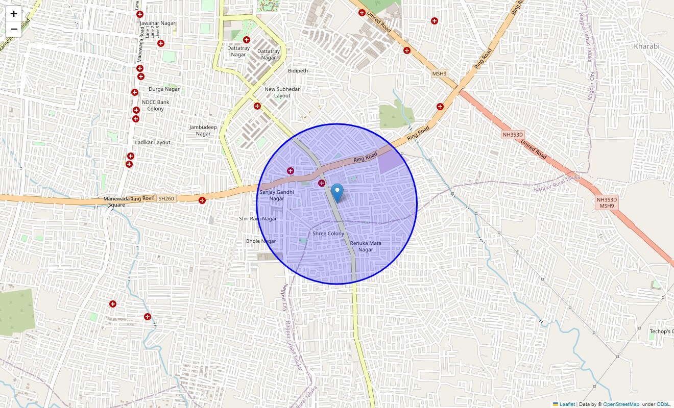 Location Map of Sanmarga Nagar, Nagpur