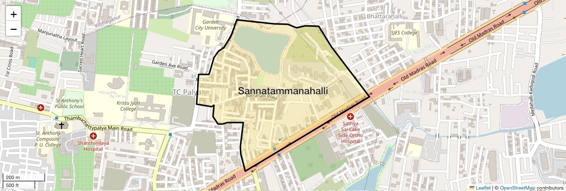 Location Map of Sannatammanahalli, Bangalore