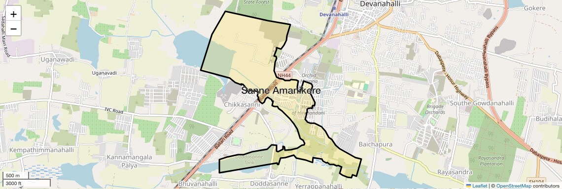 Location Map of Sanne Amanikere, Bangalore