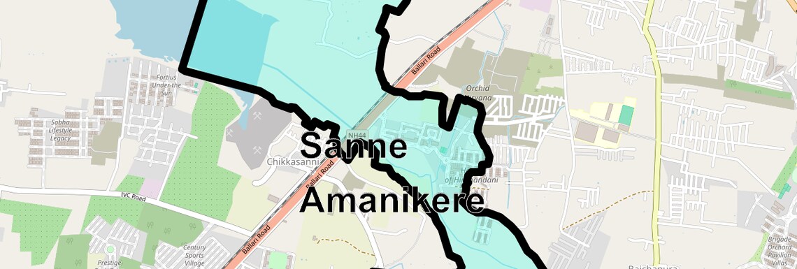 Location Map of Sanne Amanikere, Bangalore