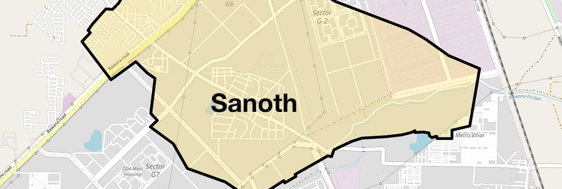 Location Map of Sanoth, Delhi