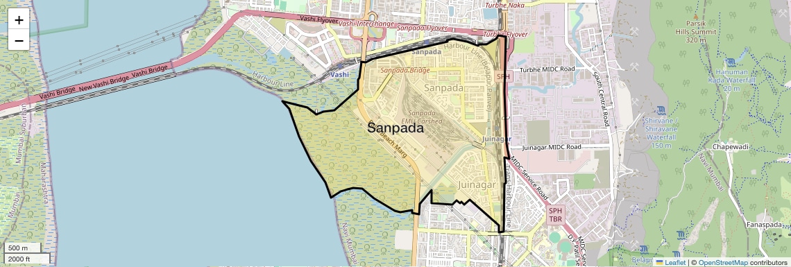 Location Map of Sanpada, Navi Mumbai