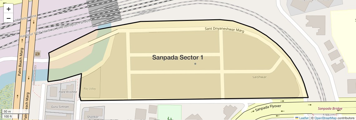 Location Map of Sanpada Sector 1, Navi Mumbai