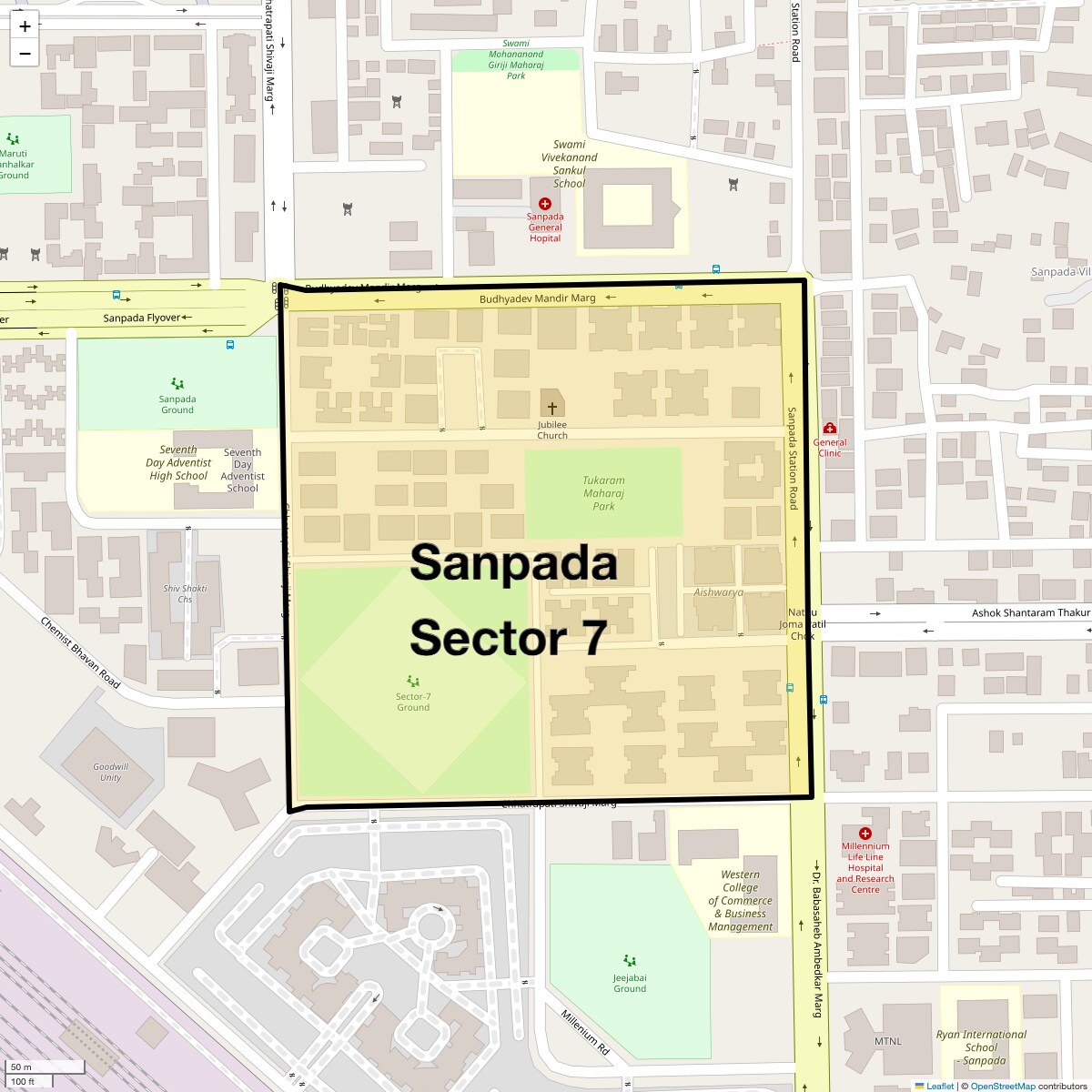 Location Map of Sanpada Sector 7, Navi Mumbai