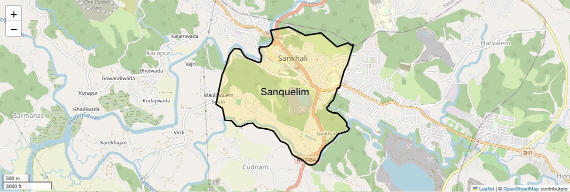 Location Map of Sanquelim, Goa