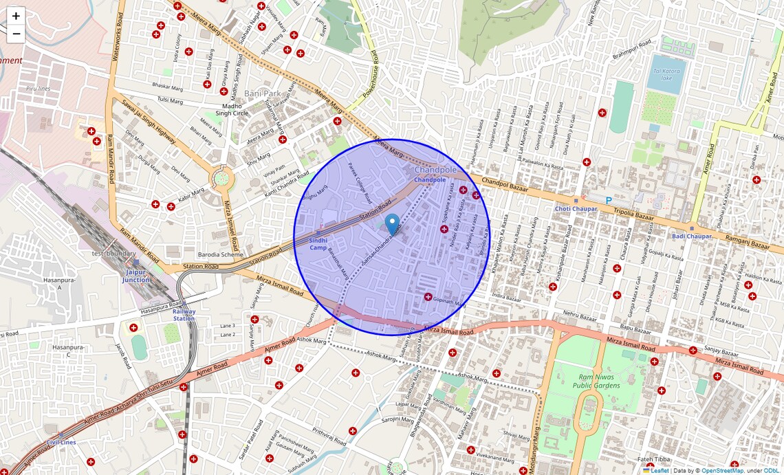 Location Map of Sansar Chandra Road, Jaipur