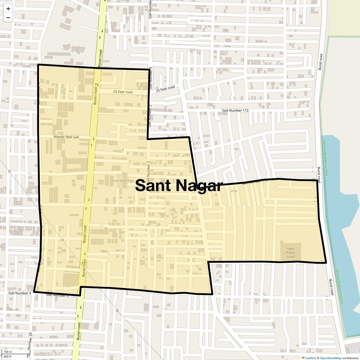 Location Map of Sant Nagar, Delhi