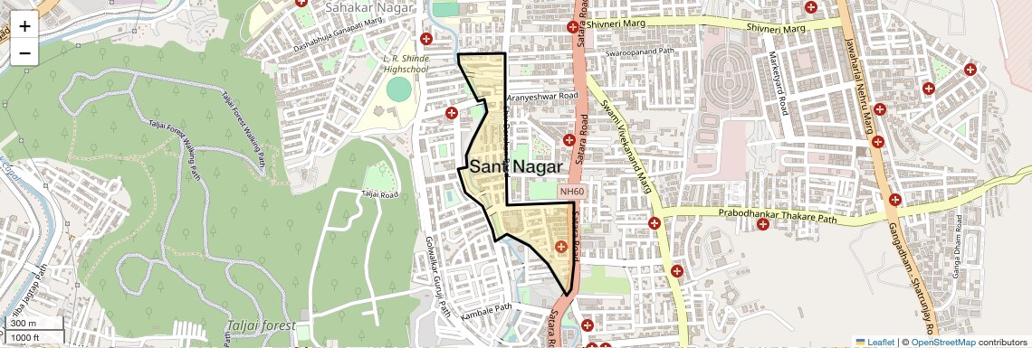 Location Map of Sant Nagar, Pune